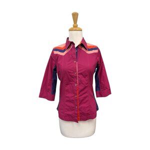 Oilily Womens Button Down Shirt Size 34 XS Purple Top